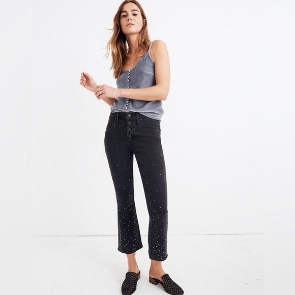 Madewell Cali Demi-Boot Jeans: Scattered Metallic Dots Edition - Picture 1 of 5